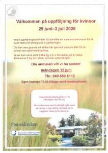 Uppföljningsinbjudan för kvinnor 29 juni till 3 juli