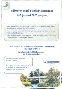 Flyer "Inbjudan till uppföljningsdagar 3-6 januari 2026